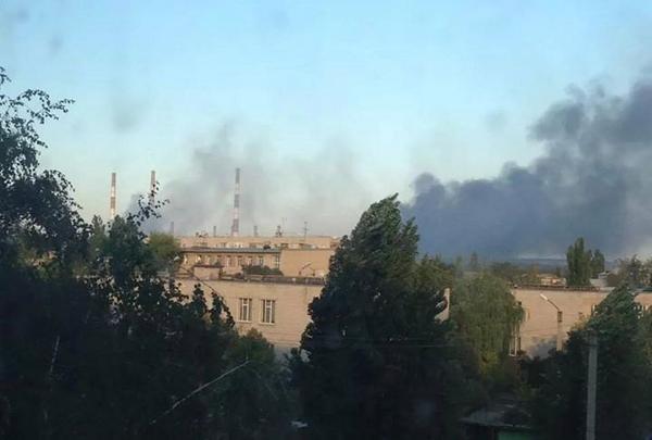 Black smoke from Power station in Schastya. Was blown up