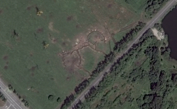 Google maps shows the trenches Vostok battalion has build near Donetsk airport  