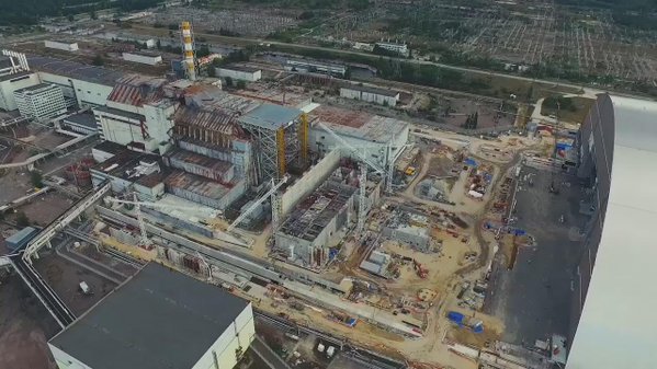 Drone footage of #Chernobyl New Safe Confinement