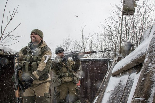 Russian soldiers at front-line at Donbas