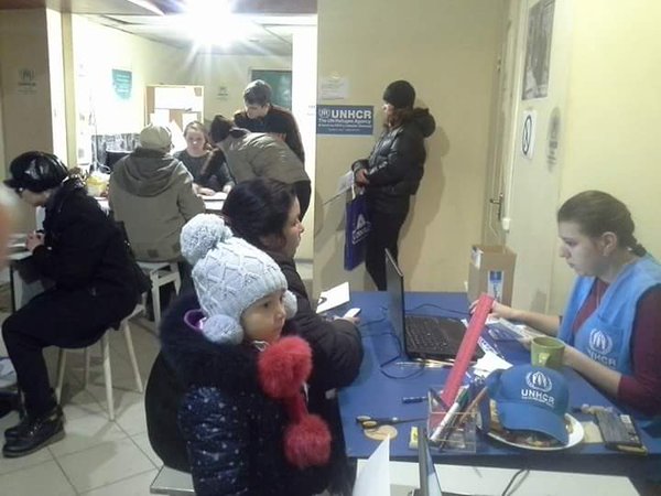 Many displaced families with kids showed up today to pick up our #winter aid vouchers in #Kharkiv region 