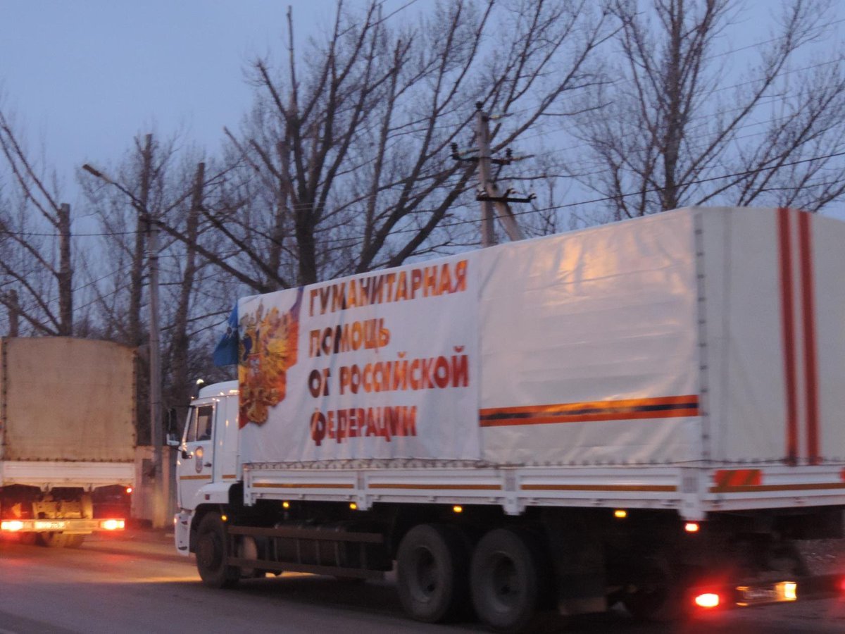 1 truck of Russian supply convoy caught fire