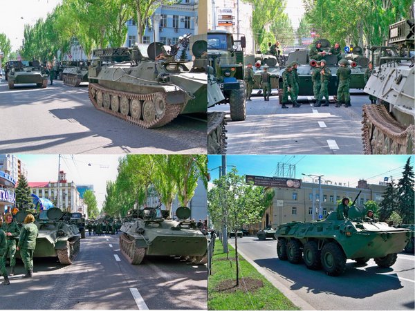 Donetsk today, victory parade rehearsal