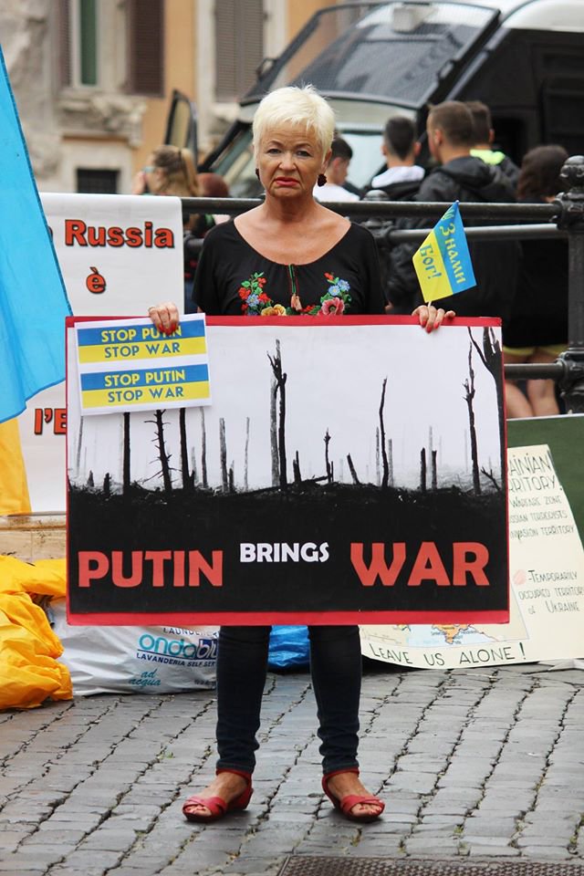 Activists in Rome Italy protests against Putin's war in Ukraine  