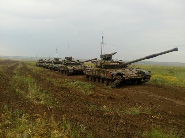 July Luhansk region: Tanks of the 2nd separate motorized rifle brigade of Russian forces  