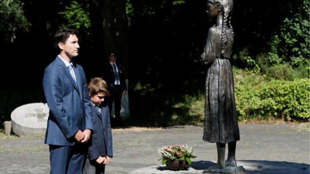 Canada's PM Justin Trudeau  and  son Xavier pay tribute to victims of Holodomor, Kyiv, Ukraine  