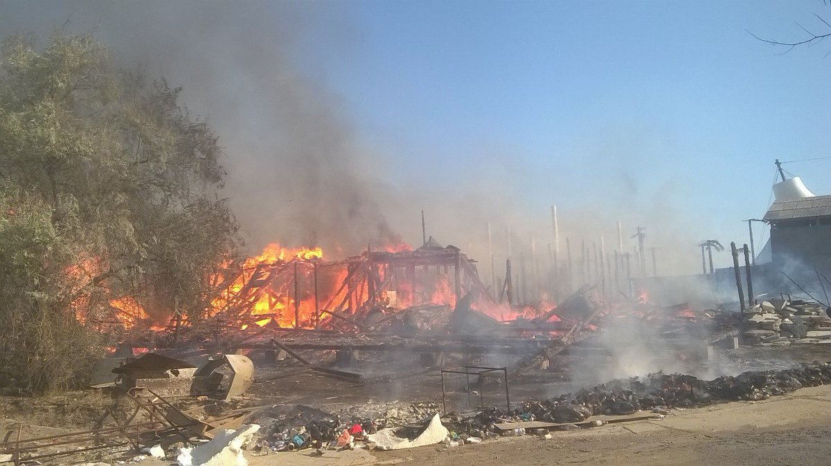 Heavy fire at Kazantip beach in Crimea
