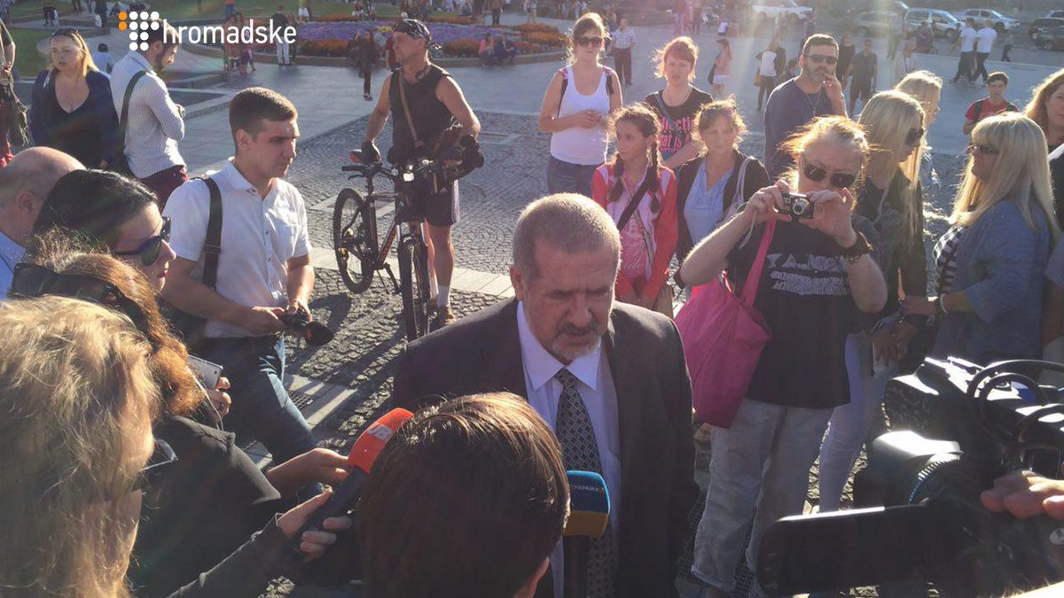 People honor the memory of murdered journalist Pavel Sheremet on Maidan Nezalezhnosti