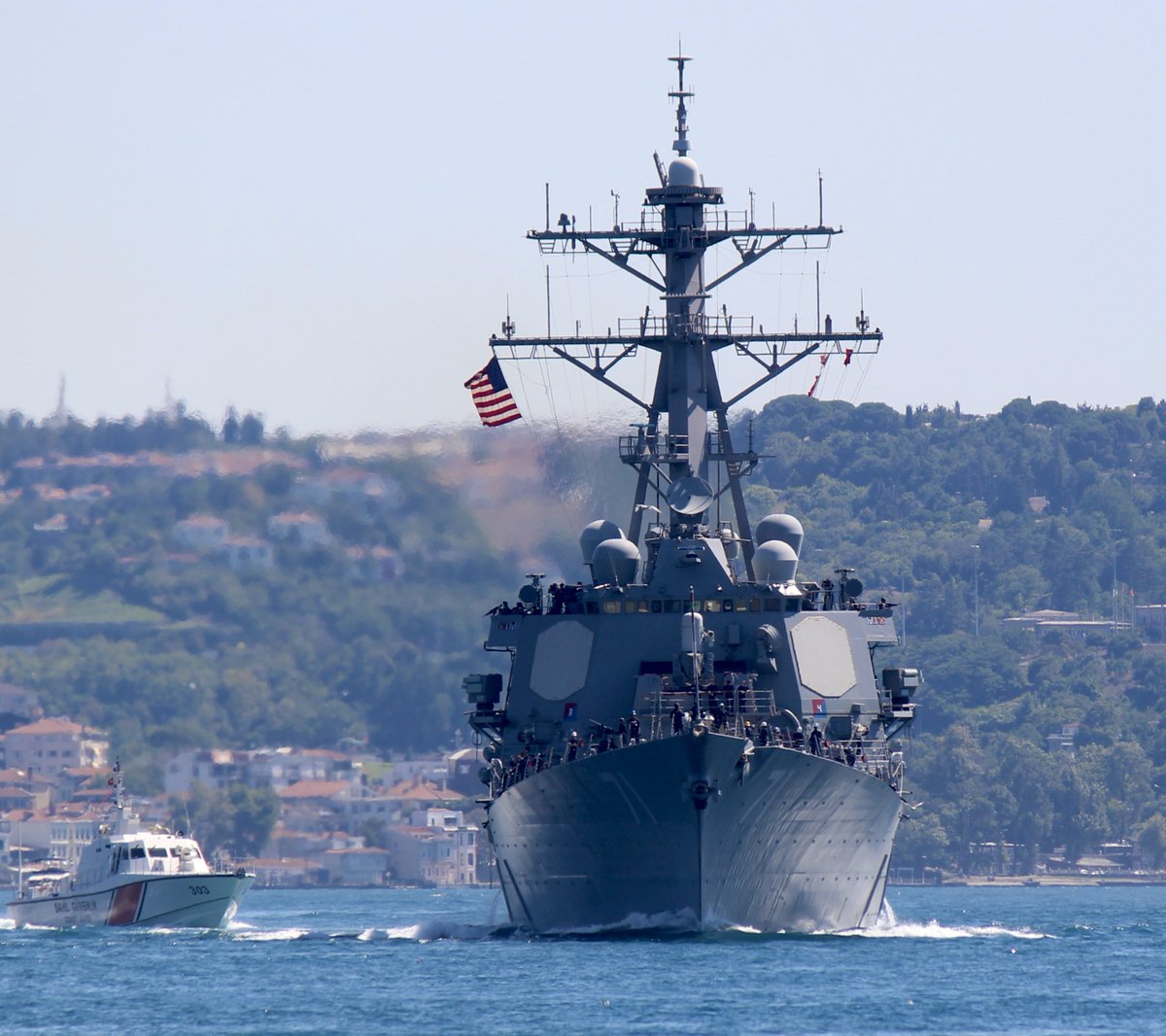 Arleigh Burke-class guided missile destroyer USS Ross DDG71 transits Bosphorus  and  enters the Black Sea #SeaBreeze2016  
