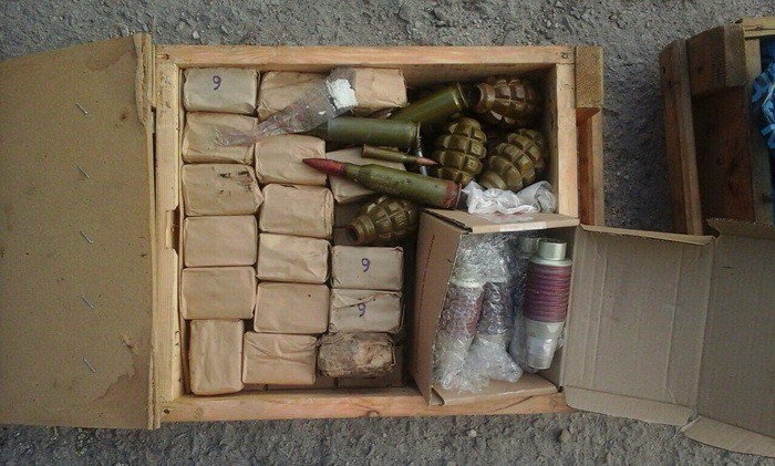 ATO spox: In the outskirts of Triohizbenka, SBU found a cache with 8 hand grenades  and  over 2,000 bullets  