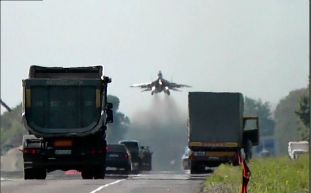 Sky Shield 2016 - Ukrainian jet taking off highway