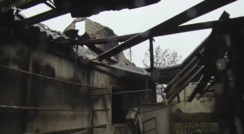 Vodyane, near Mariupol - several houses destroyed last days by the russian shelling.  