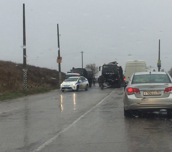 Road accident with 2 military trucks on Euphatoria - Simferopol highway