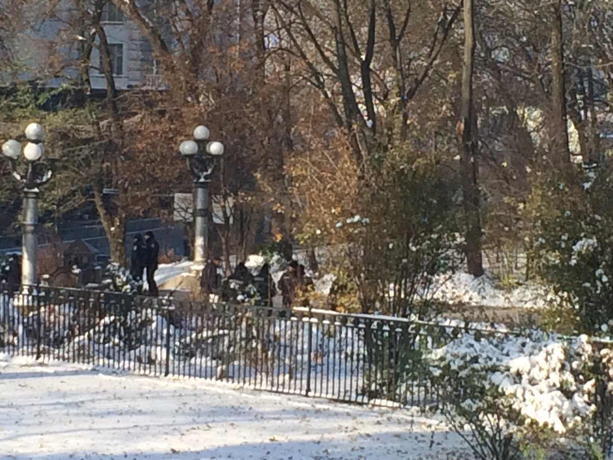 Worrying and electrified atmosphere in governmental district. National guard& dogs