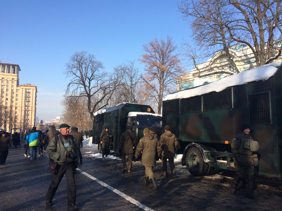 Kyiv on heightened alert with protests underway around the Ukrainian capital today. Khreshchatyk  and  center streets closed, police everywhere.  