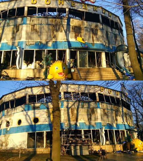Donetsk Scherbakova: Building of closed dolphinarium burnt down last night  