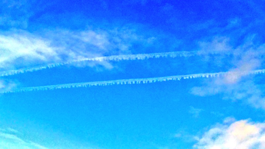 Jet trails over Crimea near Yevpatoriya today