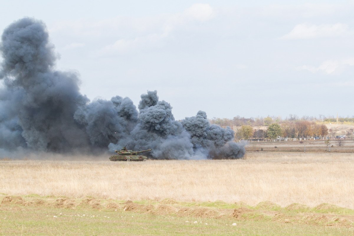Transnistrian T-64BVs at Tiraspol airbase.  