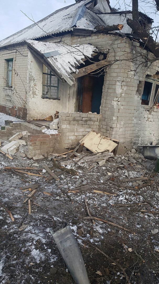 Avdiivka, Grad missile landed 5 meters to the house of this 76 y.o woman. No injures, house damaged