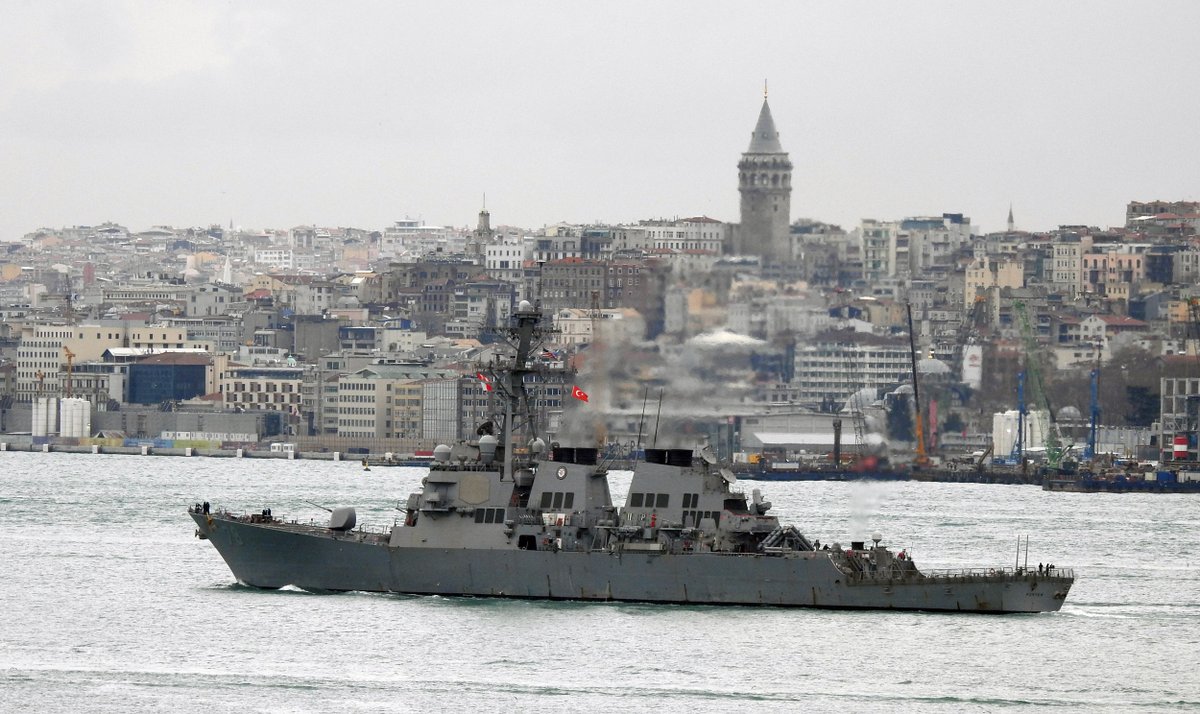 US Navy's ArleighBurke Class Destroyer USS Porter DDG78 southbound on the bosphorus, returning from #SeaShield17 in Black Sea  