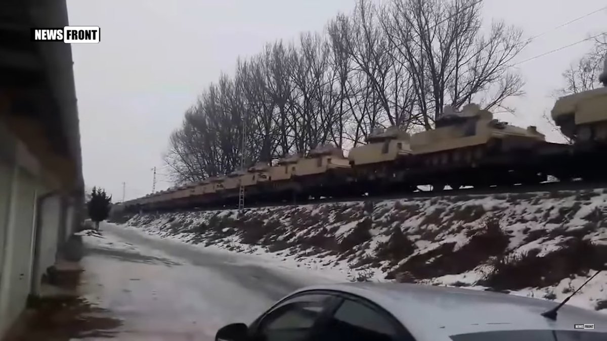According to the video echelon of US military equipment heading toward Ukraine from Slovakia  