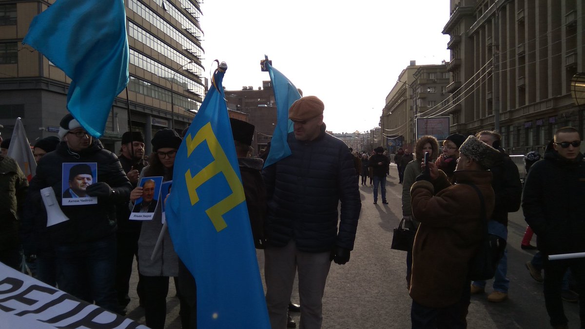 Crimeantatars today at Nemtsov march in Moscow