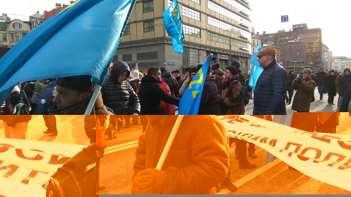 Crimeantatars today at Nemtsov march in Moscow