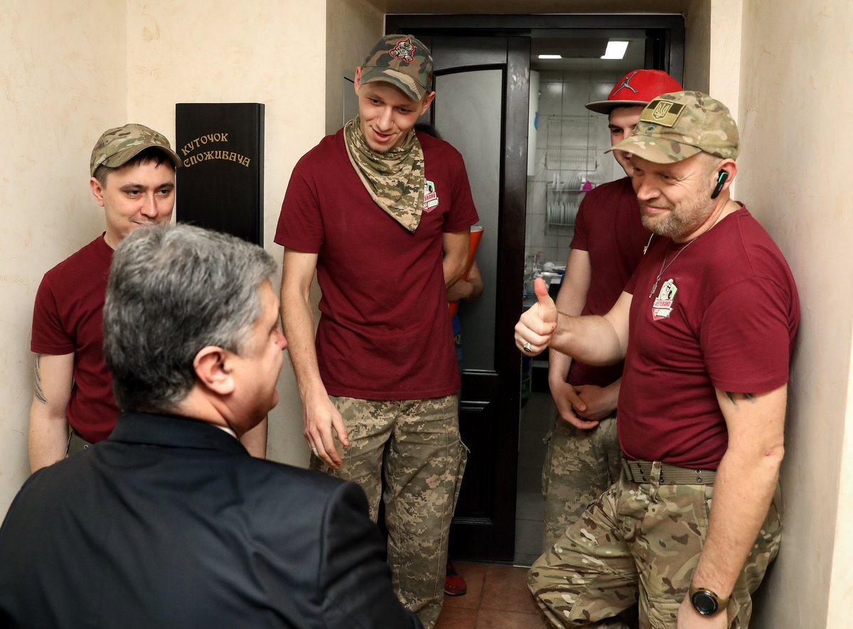 President Poroshenko in Pizza Veterano in Dnipro city