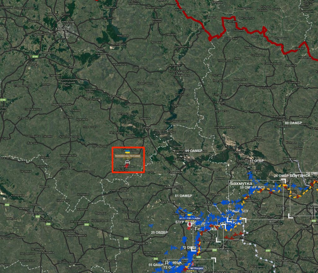 Photo allegedly shows Ukrainian 'Tochka-U' containers loaded on a truck near Izium, Kharkiv Oblast