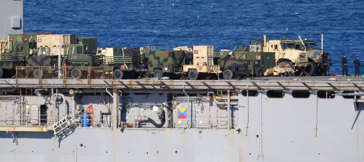 US Navy's Harpers Ferry-class dock landing ship USS Carter Hall LSD-50 southbound on the Bosphorus, returning from the Black Sea.  