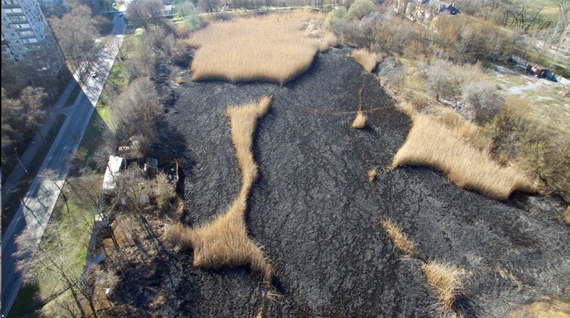 Donetsk Kalininskyi: aftermath of recent reeds blaze  