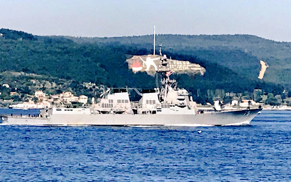 Arleigh-Burke class @USNavy destroyer USS Oscar Austin departs Aegean and transits northbound Dardanelles 15 days after deploying from Norfolk  