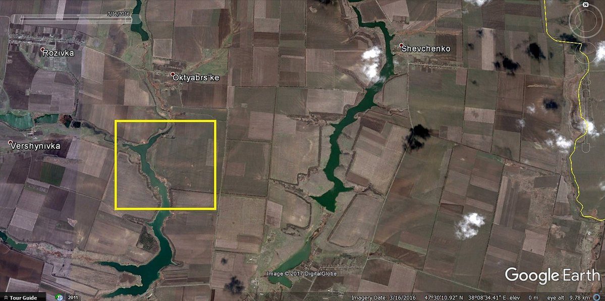 Geolocation: Russian forces in occupied Donetsk Ukraine, practice amphibious warfare. Location near border 