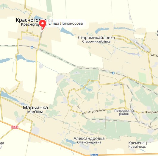 Krasnohorivka: damage after shelling last night at Lomonosova street