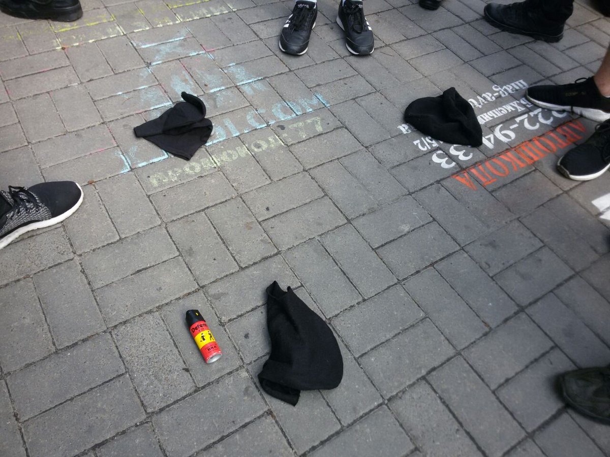 The police maintain law and order during the equality March in Kyiv