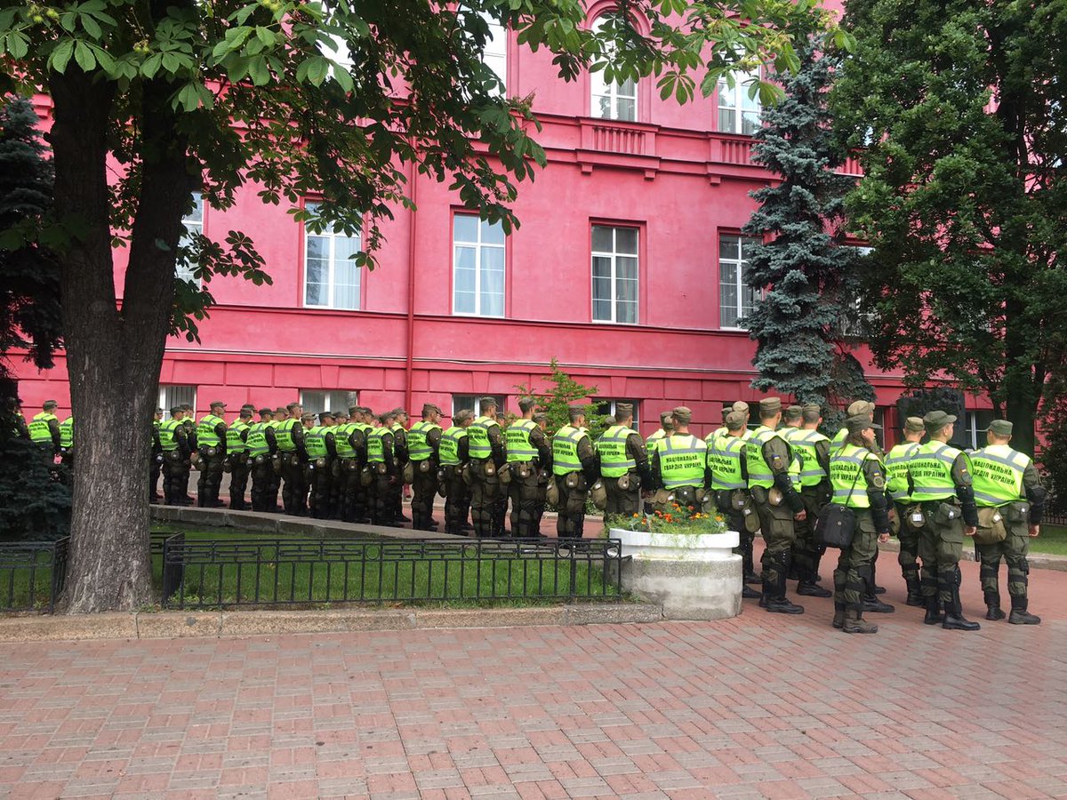 The police maintain law and order during the equality March in Kyiv