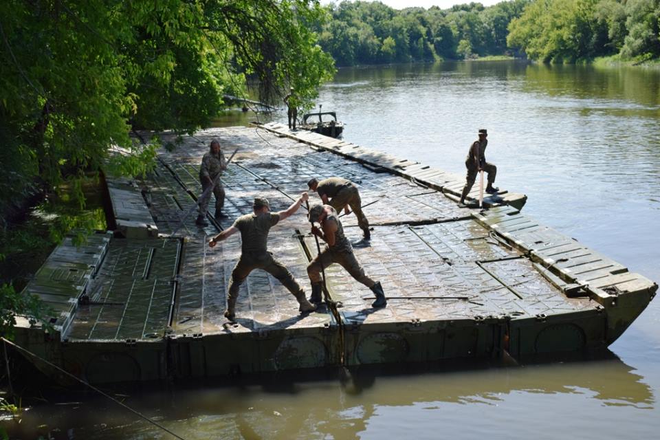 Military engineers installed a 70-meter long pontoon bridge across Siverskyi Donets near frontline Krymske at request of local residents  