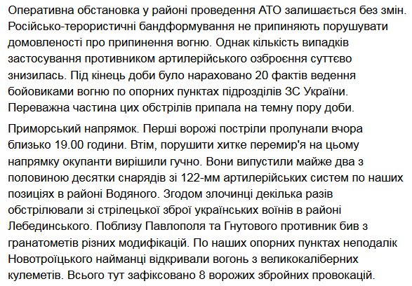 20 attacks on Ukrainian positions yesterday. 2 soldiers were wounded