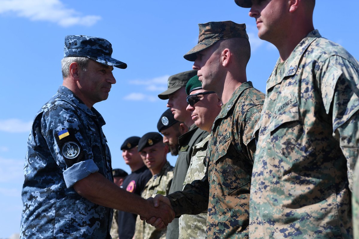 Ally  and  partner nations participating in Sea Breeze 2017 conduct the land component opening ceremony in Shiroky Lan, Ukraine, July 10