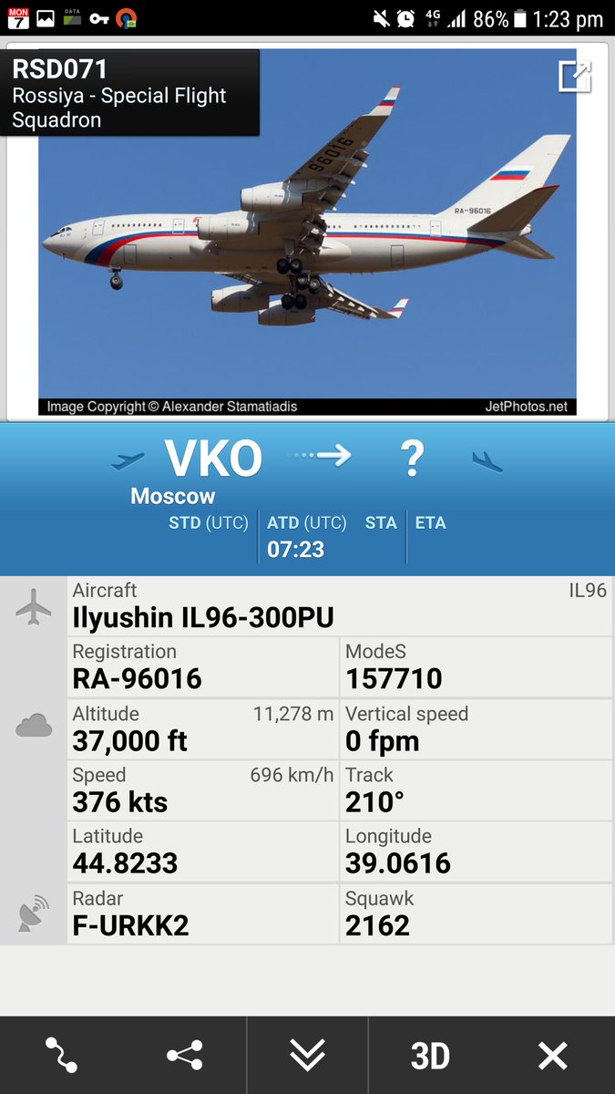 Presidential Command Post Russian Special Flight Squadron IL96-300PU orbiting over the Black Sea