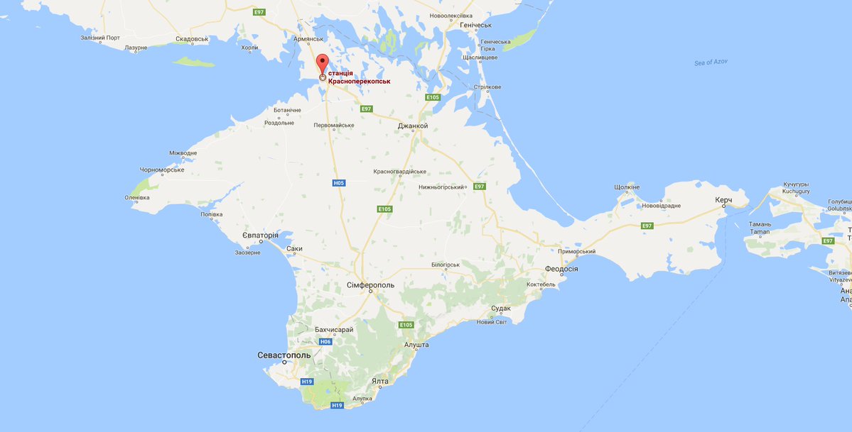 Russian military convoy next to Kherson region in occupied Crimea