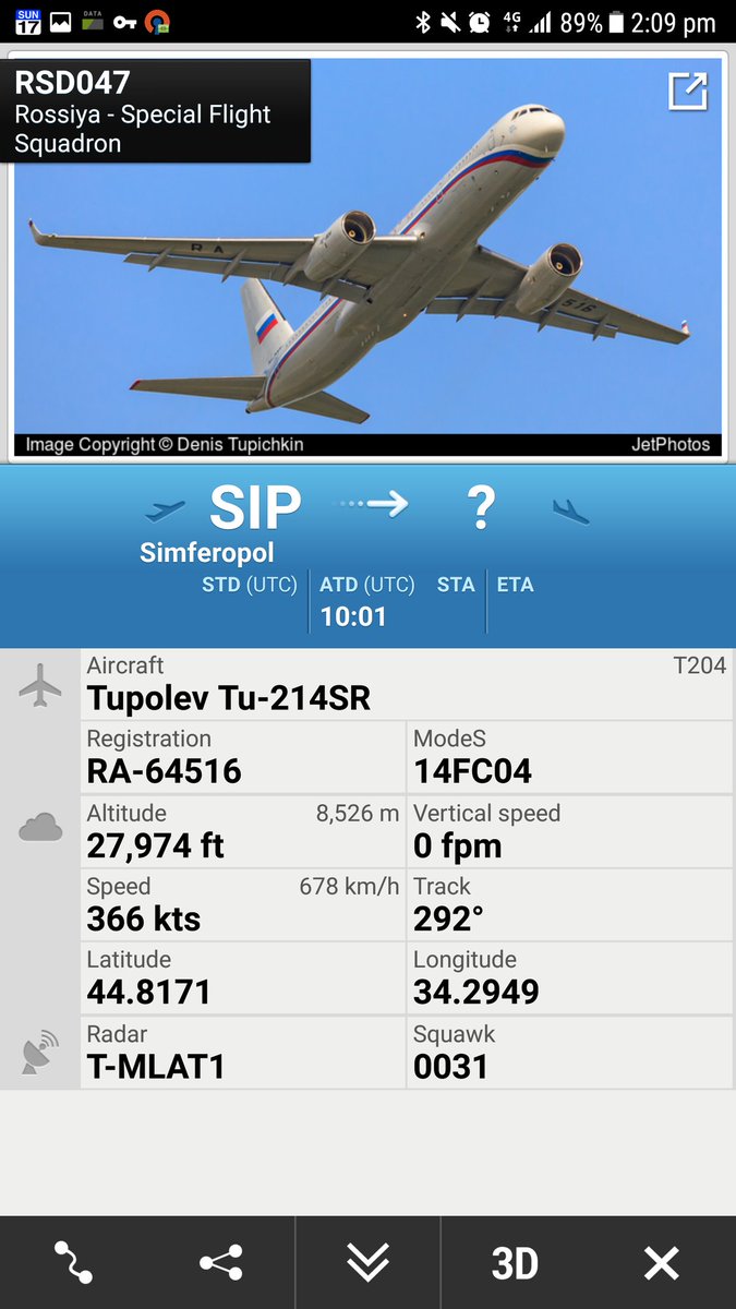 Tu214SR Russian Special Flight Squadron Comms Relay orbiting over Crimea