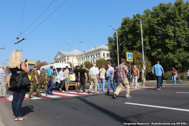 In Zaporizhiye protest of ex-fighters of ATO demanding free public transportation for them