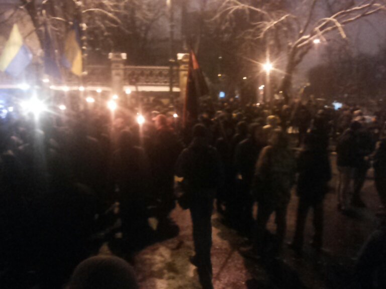 A rally in Maidan anniversary near Presidential administration on Bankova street in Kyiv
