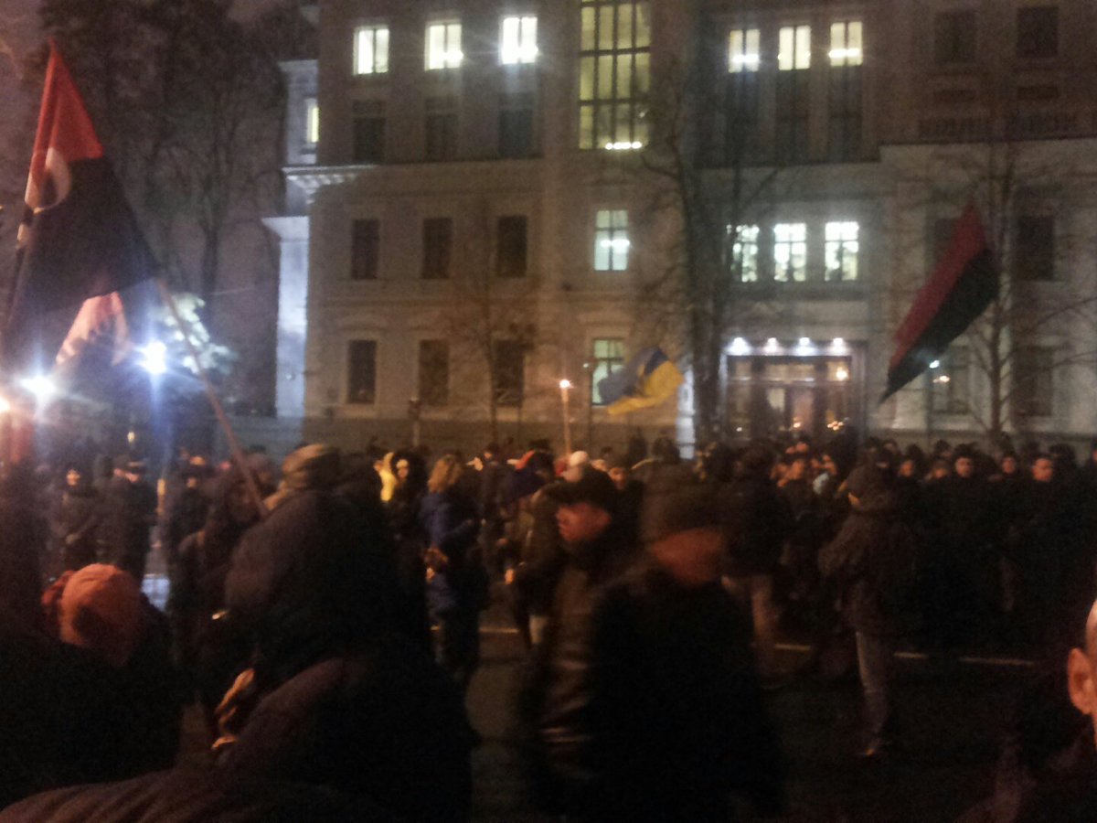 A rally in Maidan anniversary near Presidential administration on Bankova street in Kyiv