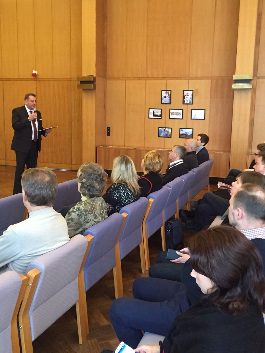 .@UA_Emb_FI hosted an event #CrimeaIsBleeding. Skype-conference with Crimean Tatars leaders Ilmi Umerov and Ahtem Chiygoz, documentary about #FreeSentsov