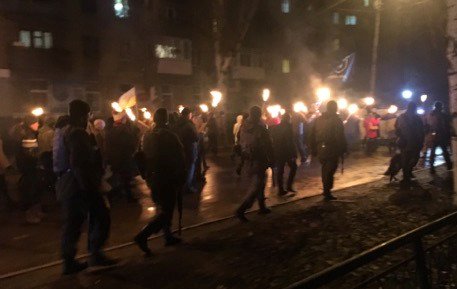 Torch march in Slovyansk of Donetsk region 