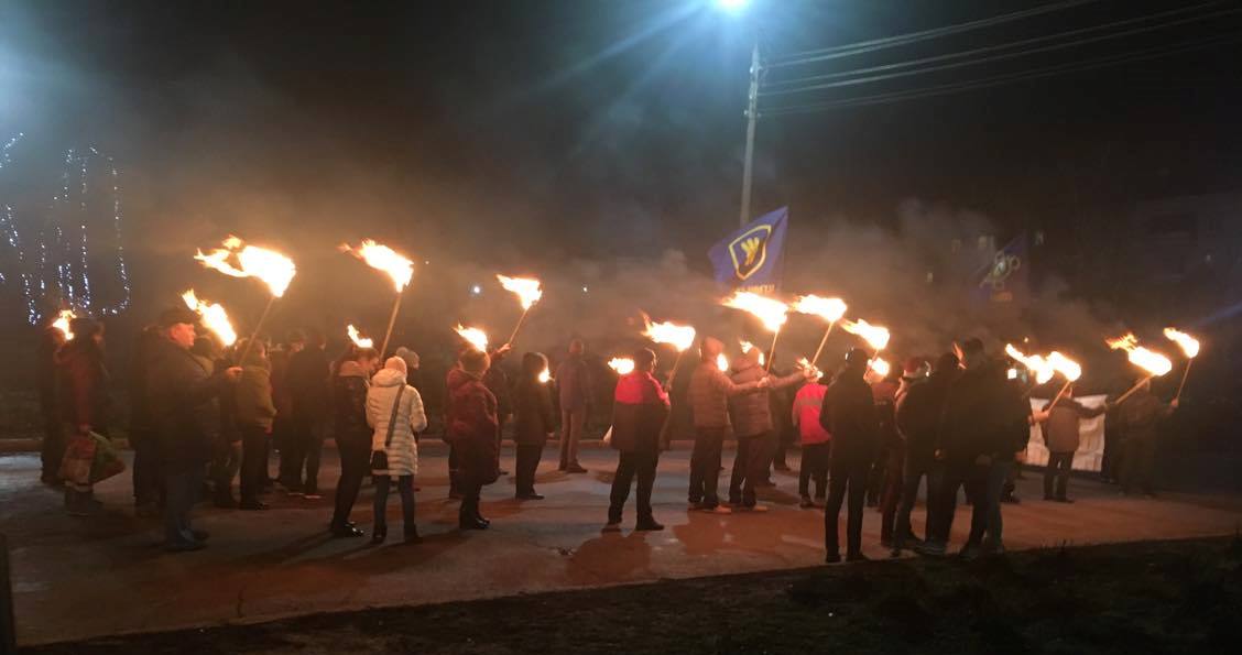 Torch march in Slovyansk of Donetsk region 