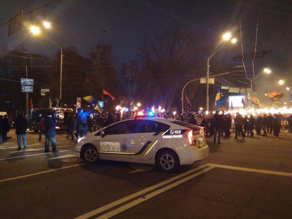 Ukrainian nationalists are marching tonight in Kyiv
