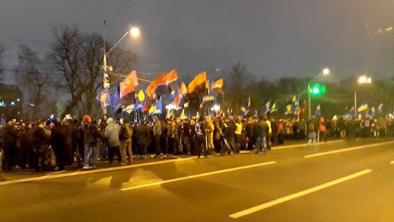 Ukrainian nationalists are marching tonight in Kyiv